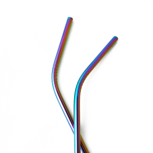 Picture of The Last Straw The Last Straw Bent Stainless Steel Straw, Rainbow 8.5" 12 Count