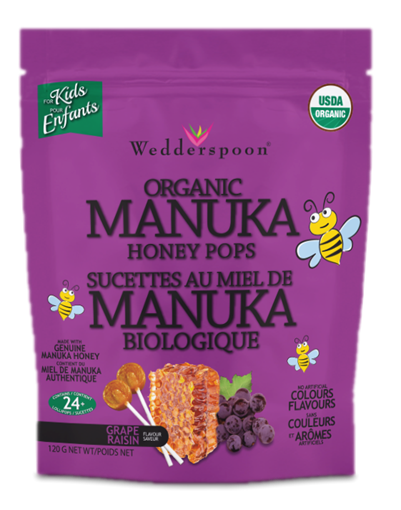Picture of Wedderspoon Wedderspoon Organic Manuka Honey Pops Grape, 120g