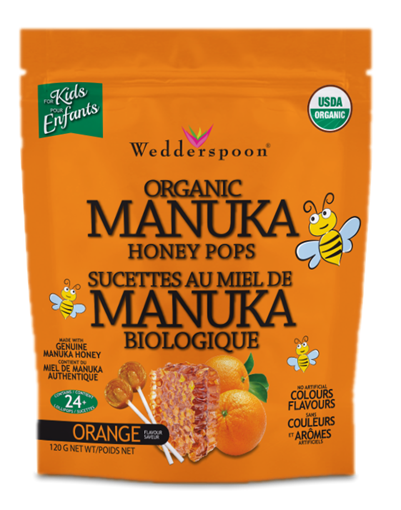 Picture of Wedderspoon Wedderspoon Organic Manuka Honey Pops Orange, 120g