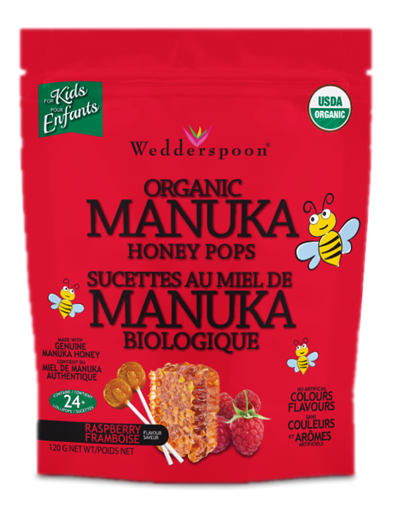 Picture of Wedderspoon Wedderspoon Organic Manuka Honey Pops Raspberry, 120g