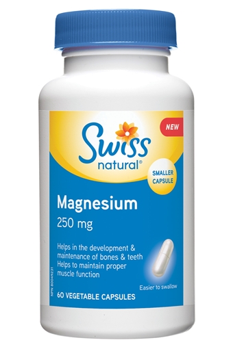 Picture of Swiss Natural Swiss Natural Magnesium 250mg, 60 Vegetable Capsules