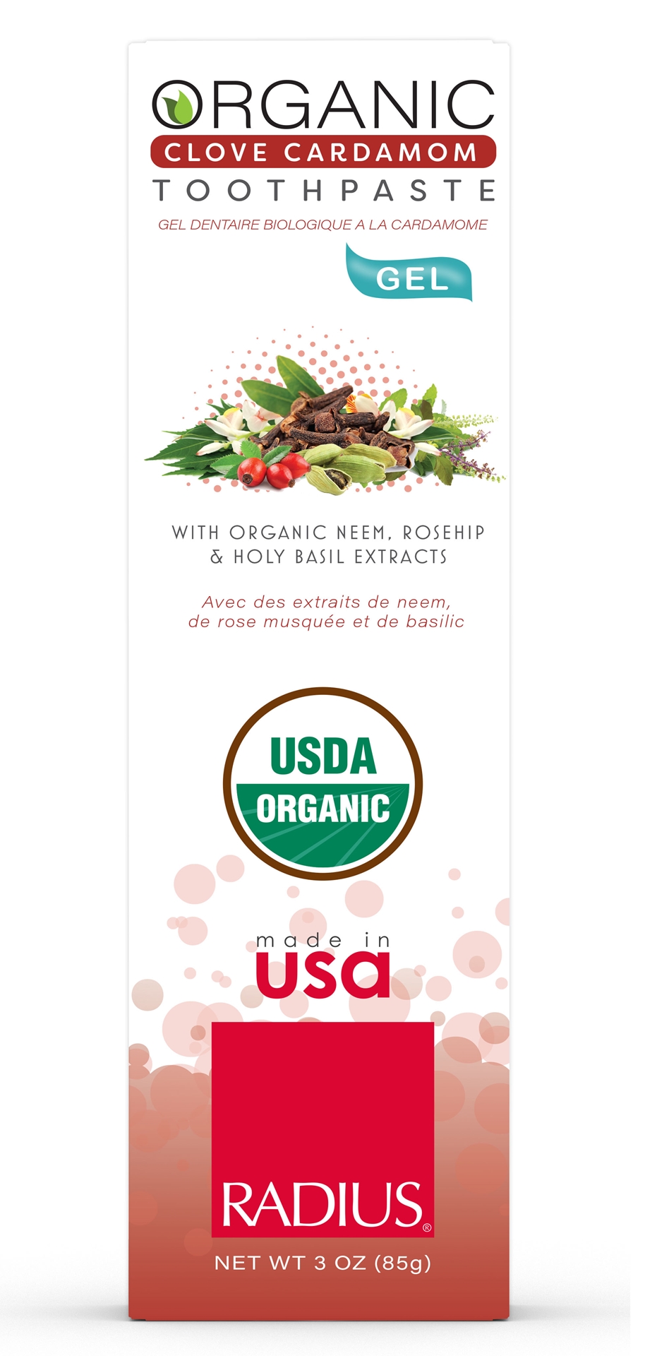 Radius USDA Organic Gel Toothpaste, Clove Cardamom