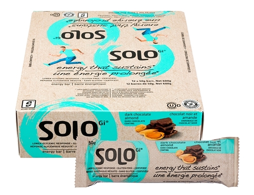 Picture of Solo GI Nutrition Solo Bar, Dark Chocolate Almond 12x50g