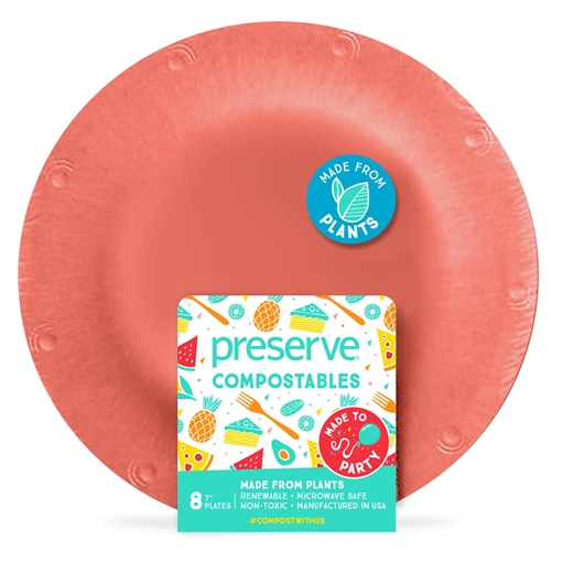 Picture of Preserve by Recycling Preserve by Recycling Compostables Plates - Small, Red 8 Count