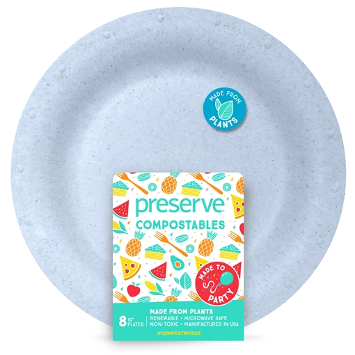 Picture of Preserve by Recycling Preserve by Recycling Compostable Plates - Large, Blue 8 Count