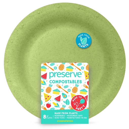 Picture of Preserve by Recycling Preserve by Recycling Compostables Plates - Large, Green 8 Count