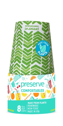 Picture of Preserve by Recycling Preserve by Recycling Compostables Hot Cups, Green 8 Count