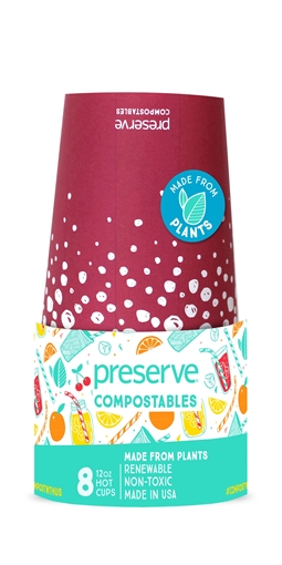 Picture of Preserve by Recycling Preserve by Recycling Compostables Hot Cups, Red 8 Count