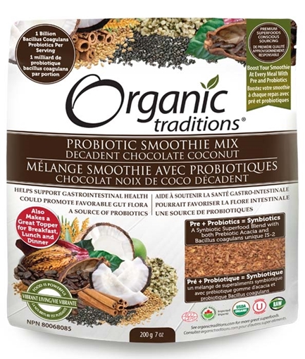 Picture of Organic Traditions Organic Traditions Probiotic Smoothie Mix, Decadent Chocolate Coconut 200g