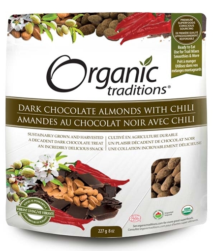 Picture of Organic Traditions Organic Traditions Almonds, Dark Chocolate with Chili 227g