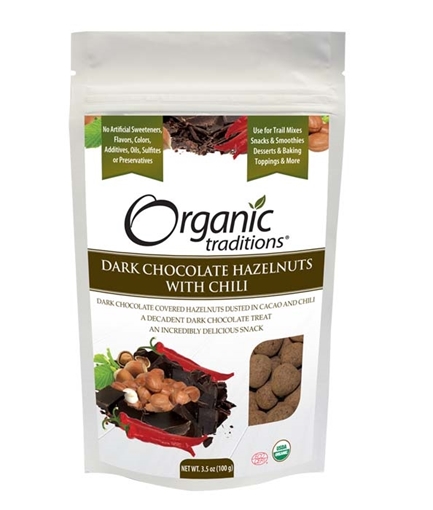 Picture of Organic Traditions Organic Traditions Hazelnuts, Dark Chocolate With Chili 100g