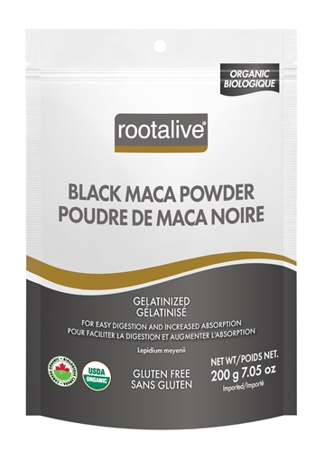 Picture of Rootalive Inc. Organic Gelatinized Black Maca Powder, 200g