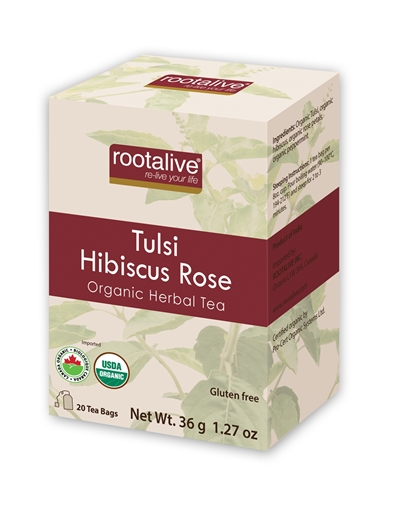 Picture of Rootalive Inc. Rootalive Organic Tulsi Hibiscus Rose Tea, 20 Bags