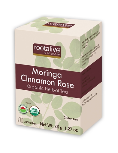 Picture of Rootalive Inc. Rootalive Organic Moringa Cinnamon Rose Tea, 20 Bags