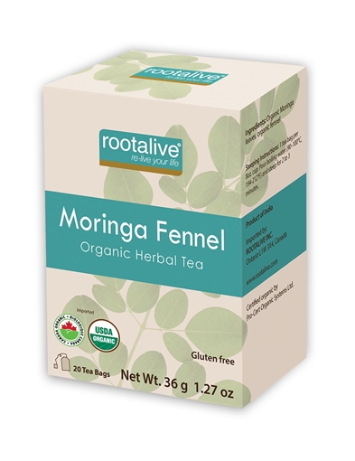 Picture of Rootalive Inc. Rootalive Organic Moringa Fennel Tea, 20 Bags
