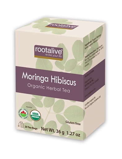 Picture of Rootalive Inc. Rootalive Organic Moringa Hibiscus Tea, 20 Bags