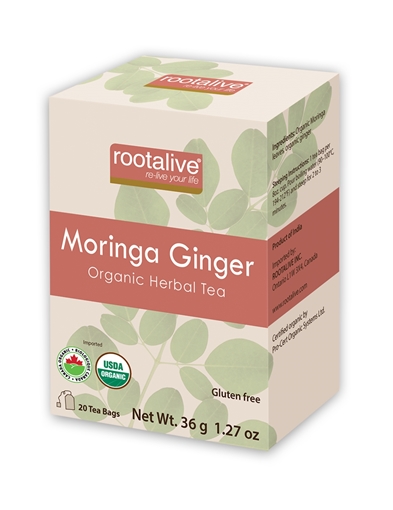 Picture of Rootalive Inc. Rootalive Organic Moringa Ginger Tea, 20 Bags
