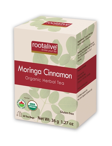Picture of Rootalive Inc. Rootalive Organic Moringa Cinnamon Tea, 20 Bags