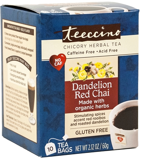 Picture of Teeccino Teeccino Dandelion Red Chai Herbal Tea, 10 Bags