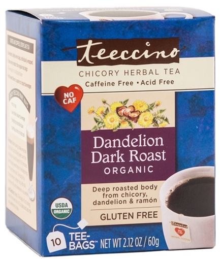 Picture of Teeccino Teeccino Dandelion Dark Roast Herbal Tea, 10 Bags