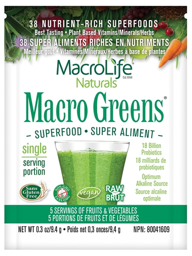 Picture of MacroLife Naturals MacroLife Naturals Macro Greens Superfood Single Serve Box, 12x9.4g