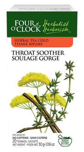 Picture of Four O'Clock Herbalist Four O'Clock Throat Soother Herbal Tea, 20 Bags
