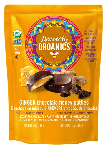 Picture of Heavenly Organics Heavenly Organics Honey Patties, Ginger Chocolate 135g