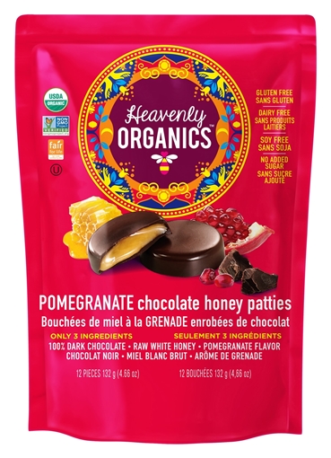 Picture of Heavenly Organics Heavenly Organics Honey Patties, Pomegranate Chocolate 132g
