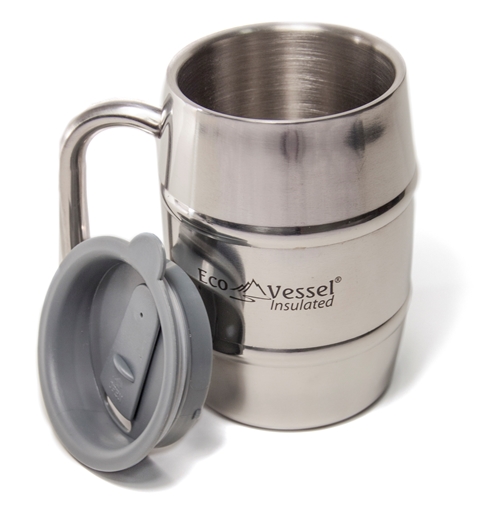 Picture of Eco Vessel LLC Eco Vessel Double Barrel Insulated Coffee/Beer Mug, Stainless Steel 500ml