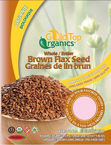 Picture of Gold Top Organics Gold Top Organics Whole Brown Flax Seeds, 454g