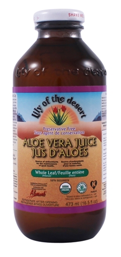 Picture of Lily Of The Desert Lily of the Desert Aloe Vera Juice Whole Leaf, Glass 473ml