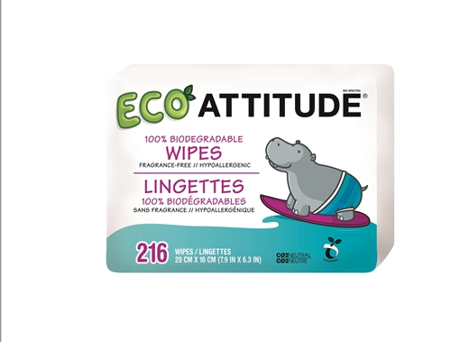 Picture of Attitude ATTITUDE Baby Wipes 100% Biodegradable Refill, 216 Wipes