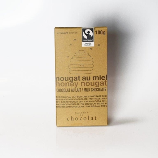 Picture of Galerie au Chocolat Galerie au Chocolat Fairtrade Milk Chocolate Honey Nougat Bar, 100g