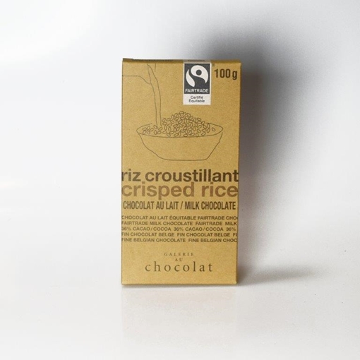 Picture of Galerie au Chocolat Galerie au Chocolat Fairtrade Milk Chocolate Crisped Rice Bar, 100g