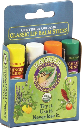 Picture of Badger Balm Badger Classic Lip Balm, Blue Box 4-Pack