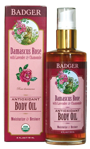 Picture of Badger Balm Badger Body Oil, Damascus Rose 113ml