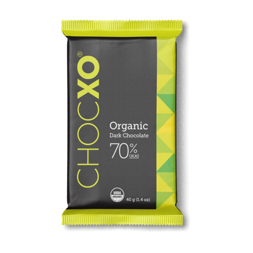 Picture of ChocXO ChocXO Organic 70% Dark Chocolate Bar, 40g