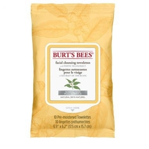 Picture of Burts Bees Burt's Bees Facial Cleansing Towelettes, White Tea 10 Wipes