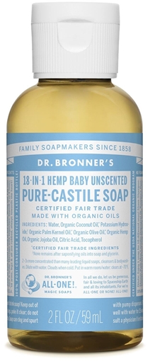 Picture of Dr. Bronner Dr. Bronner's Pure-Castile Liquid Soap, Baby Unscented 59ml