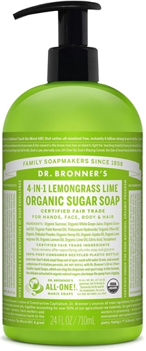 Picture of Dr. Bronner Dr. Bronner's Organic Sugar Pump Soap, Lemongrass Lime 710ml