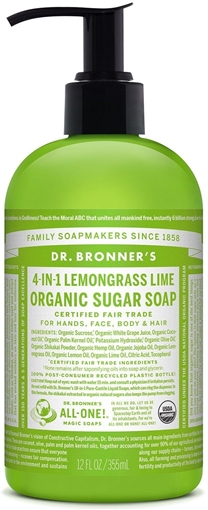 Picture of Dr. Bronner Dr. Bronner's Organic Sugar Pump Soap, Lemongrass Lime 355ml