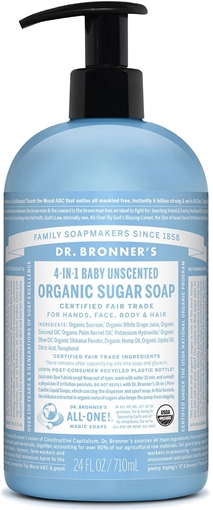 Picture of Dr. Bronner Dr. Bronner's Organic Sugar Pump Soap, Baby Unscented 710ml
