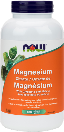 Picture of NOW Foods Magnesium Citrate, Glycinate, 180 Softgels