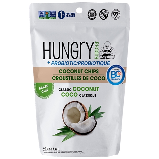 Picture of Buddha Brands Co. Hungry Buddha Coconut Chips + Probiotic, Classic Coconut 80g