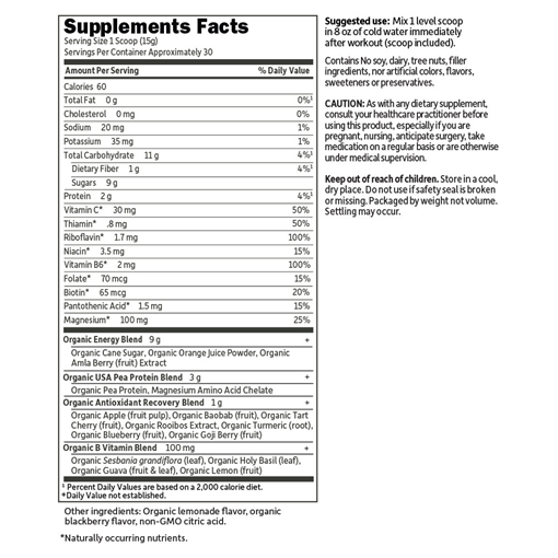Garden of Life SPORT Organic PlantBased Recovery BlackberryLemonade