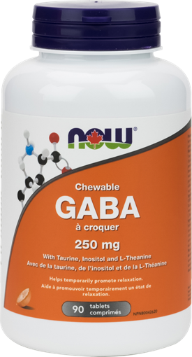 Picture of NOW Foods NOW Foods GABA 250mg Orange Flavour, 90 Chew Tablets