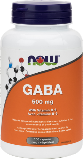 Picture of NOW Foods NOW Foods  GABA  500mg + B-6, 100 Capsules