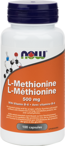 Picture of NOW Foods NOW Foods L-Methionine 500mg With Vitamin B6, 100 Capsules