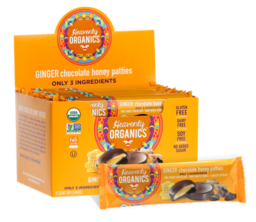 Picture of Heavenly Organics Heavenly Organics Honey Patties, Ginger Chocolate 16x33g