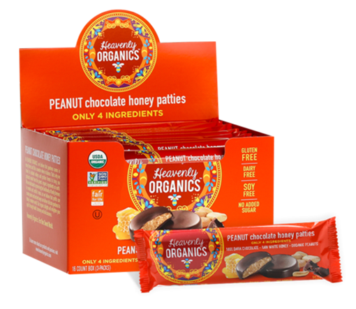 Picture of Heavenly Organics Heavenly Organics Honey Patties, Peanut Chocolate 16x33g